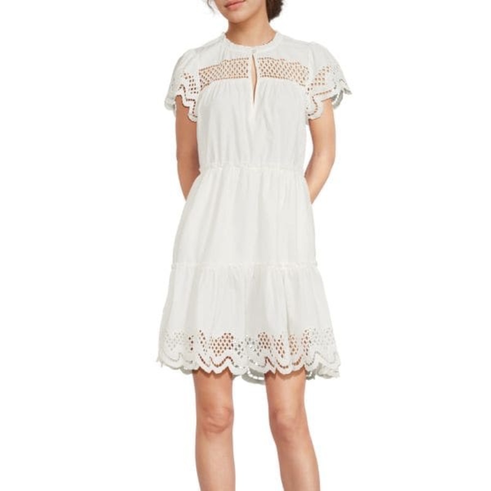 Rails Lettie White Eyelet Dress with Cap Sleeves